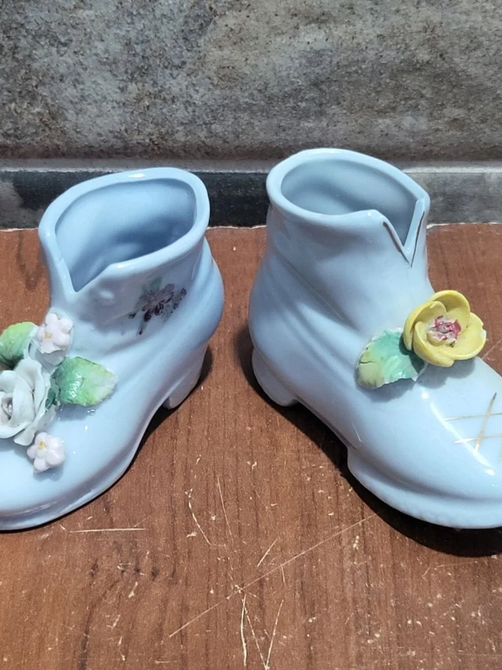 Vintage Miniature Porcelain Shoe Figurines Set of 2